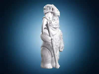 Ewok Bust with Bone Mask and Scythe 3D print model
