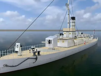 Nieugieta polish river gunboat laid down 1909 3D model