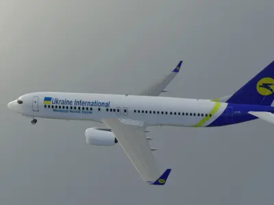 Ukraine Airlines Boeing 737-800 low poly 3D model with cockpit Low-poly 3D model