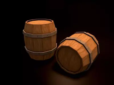 Wooden Barrel Free low-poly 3D model 11