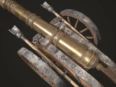 Cannon Louis XIV Medieval Low-poly 3D model