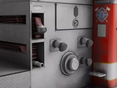 Fire truck lowpoly game ready Low-poly 3D model