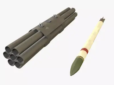XM-158 Launcher With 70mm Missile Low-poly 3D model