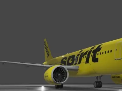 Spirit Airlines airbus  a320neo 3D model  Low-poly 3D model