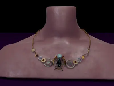 Beetle Geometric Statement Necklace Low-poly 3D model