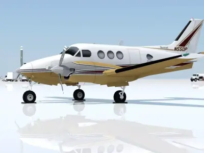 Beechcraft King Air C90 static Low Poly Low-poly 3D model