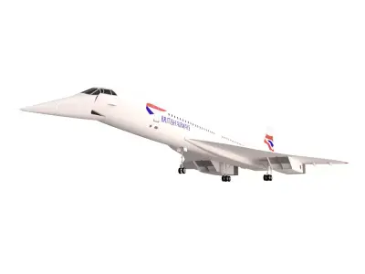 British Airways Concorde Supersonic Flight Low-poly 3D model