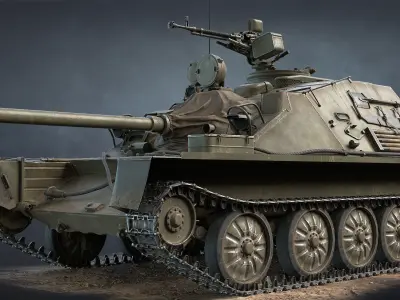 ASU-85 Self-Propelled Gun Low-poly 3D model