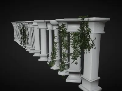 Arch Pilars Ivy Low-poly 3D model