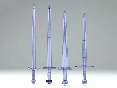 Medieval slavic swords game asset Free low-poly 3D model