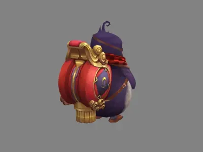 Cartoon gangster penguin mount Low-poly 3D model