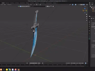 Fantasy Magic Ice Dagger - Low Poly Low-poly 3D model