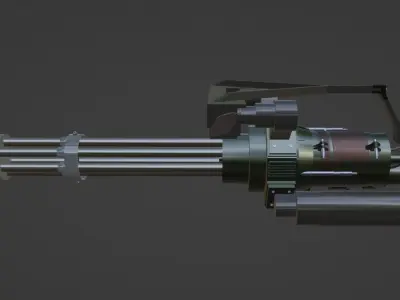 minigun futuristic weapon Low-poly 3D model