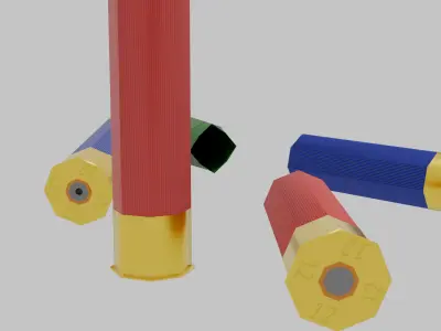 low-poly 12 gauge shotgun shells Low-poly 3D model