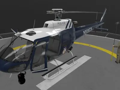  AS-350 Baltimore County Police Animated Low-poly 3D model