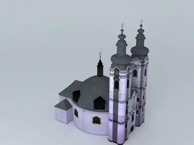 Baroque Mary Magdalene Church Low-poly 3D model
