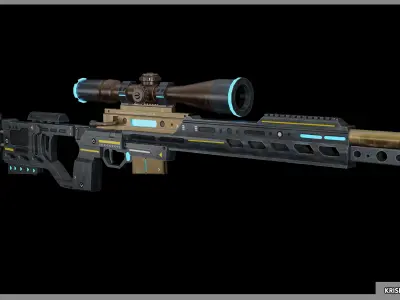 KRG chassis whiskey sniper rifle with 2 skins Game Ready Asset 3D model