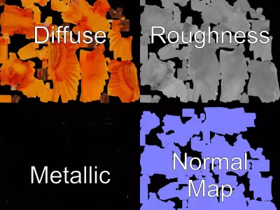 Fiery Phoenix Feather model pack Low-poly 3D model