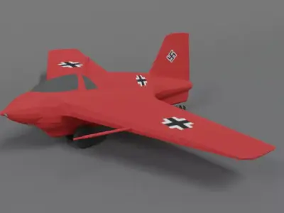 Low Poly Cartoon Messerschmitt Me 163 Komet Airplane Low-poly 3D model