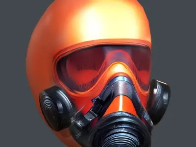 Gas mask helmet scifi Low-poly character art game space  Low-poly 3D model 10