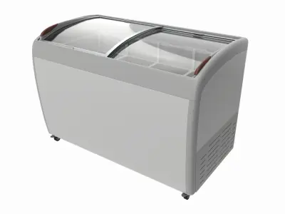 Ice cream freezer with curved glass doors 3D model