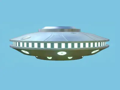 Spaceship UFO A3 - Chrome - Alien SciFi Vehicle Low-poly 3D model
