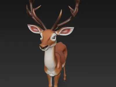 Deer Realistic 3D Model Basic - Low Poly Realistic Low-poly 3D model