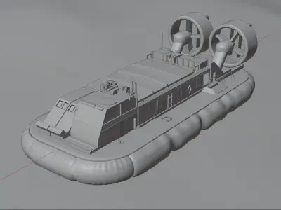 Hovercraft floating in water Low-poly 3D model