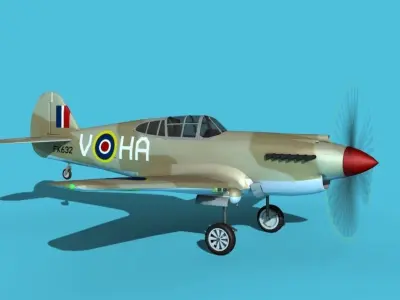 Curtiss P-40B Tomahawk V03 RAF 3D model