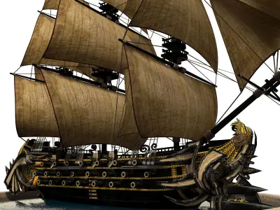 Pirate Ship Low-poly 3D model