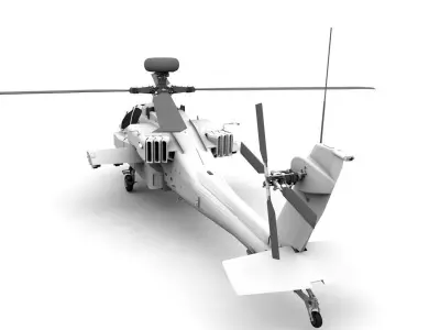 AH-64D Apache Helicopter Low-poly 3D model