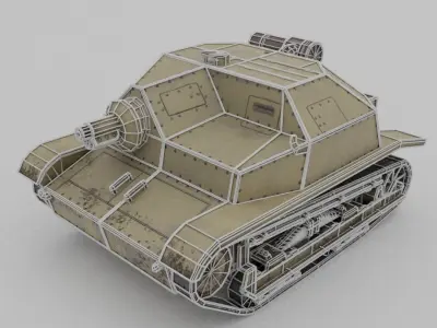  TKS tankette 37mm Low-poly 3D model
