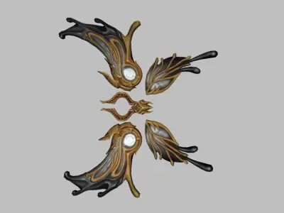 Golden Black Wing Low-poly 3D model