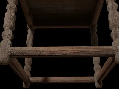 Worn wood chair Free low-poly 3D model