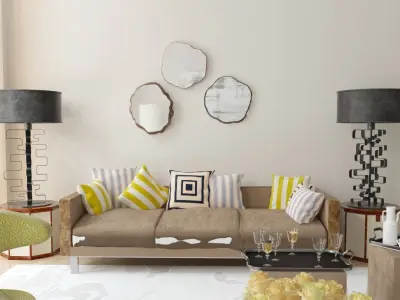 Wooden Decorative Mirror Set Free 3D model