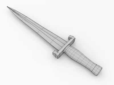 Knife sword with wooden handle 3D model