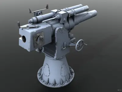 Howitzer 120-15 OTO 1933 Low-poly 3D model