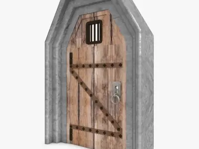 Medieval Wooden Door 3D model