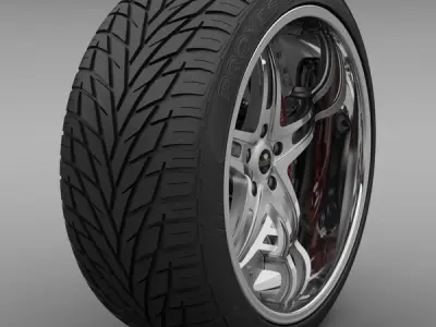Savini Forged SV-23S Wheel and Tire 3D model