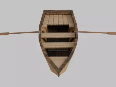 Low Poly 3D Rowboat Model - PBR Texture Low-poly 3D model