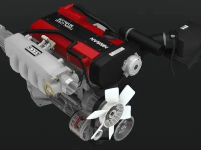 Nissan CA18DET engine Low-poly 3D model