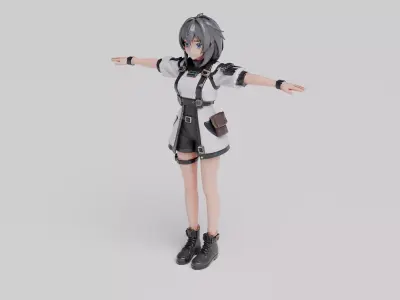 Anime Sci-Fi Female Character Bundle 3D model