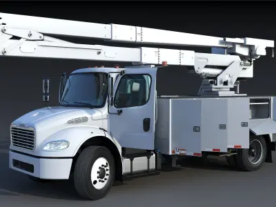 Freightliner M2 106 Bucket Truck - Boom Truck Low-poly 3D model