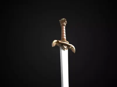 Stylized Hobbit Sword - Field Fang - Game Ready Free 3D model