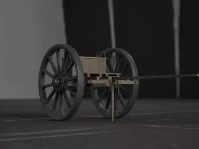 Wooden cart Low-poly 3D model