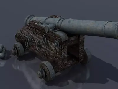 XVIII Century naval cannon Low-poly 3D model