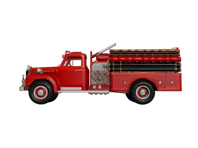 1950s Fire Truck 3D Model Vintage Emergency Response Vehicle 3D model
