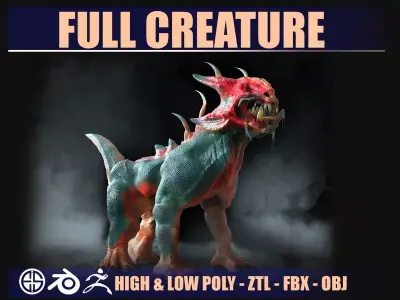 Creature-Dog Full 3D model -Animal-Zbrush-Blender Free low-poly 3D model