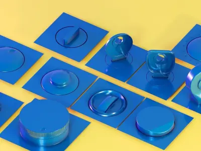 100 Buttons and switches hard surface kitbash - vol1 Low-poly 3D model