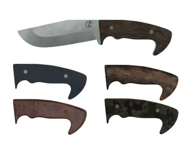 Survival Knife - Model 5 - with 5 Handle Skins Low-poly 3D model